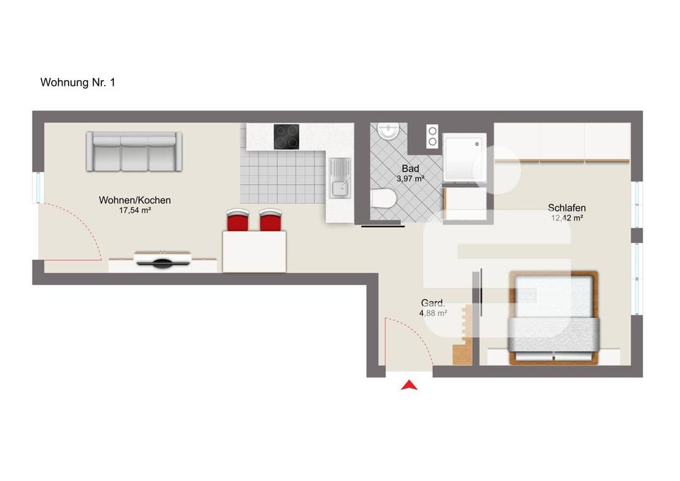 Thumbnail-Klein aber fein - perfekte, möblierte Wohnung für Singles