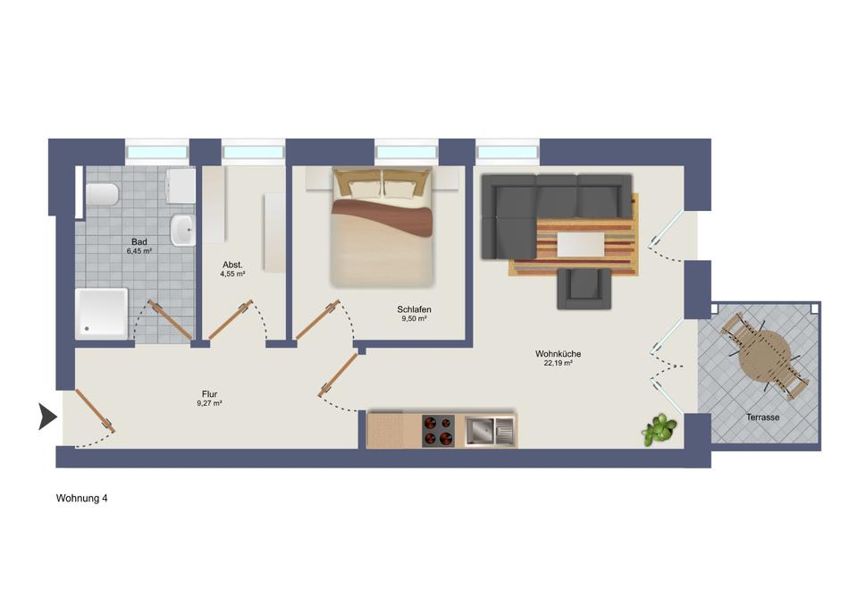 Thumbnail-Neubauwohnung EG Whg. 4 - 1,5 Zimmer Sophienstraße Diepholz