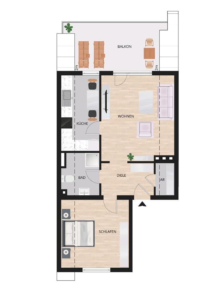 Thumbnail-Moderne 2 Zimmer Wohnung mit Balkon und Garage im Brusenkamp II