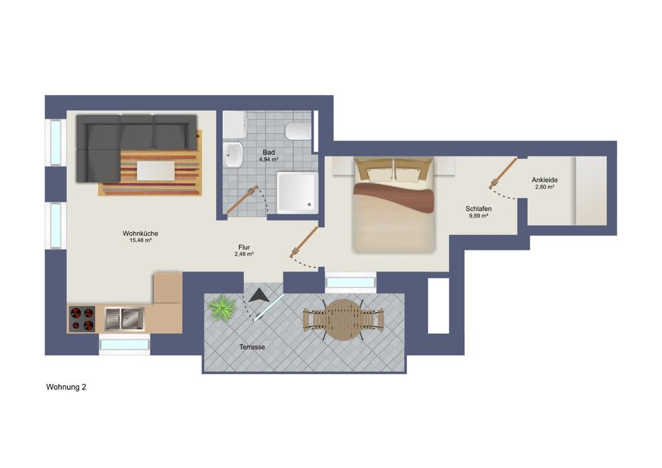 Thumbnail-Neubauwohnung EG Whg. 2 - 1,5 Zimmer Sophienstraße Diepholz
