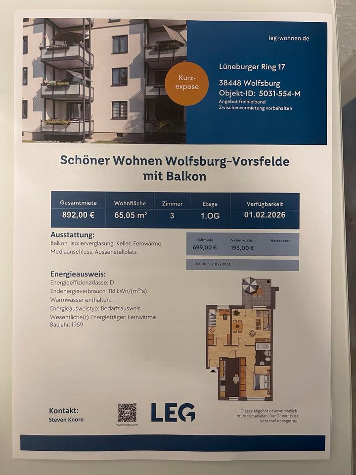 Thumbnail-3-Zimmer-Wohnung Vorsfelde mit Balkon