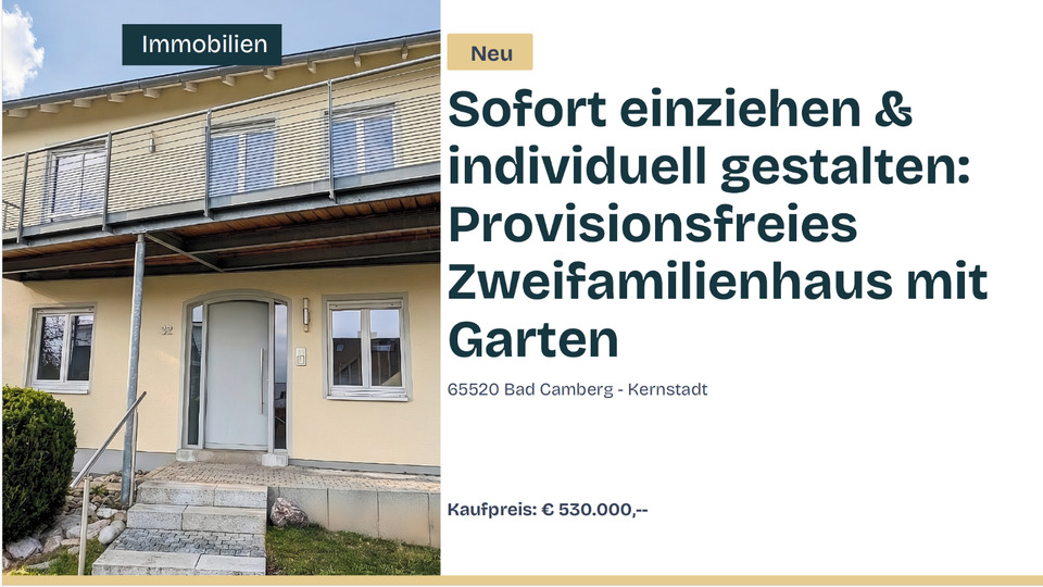 Thumbnail-Provisionsfreies Zweifamilienhaus mit Garten