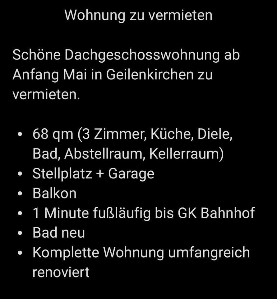 Thumbnail-Schöne DG-Wohnung in GK zu vermieten