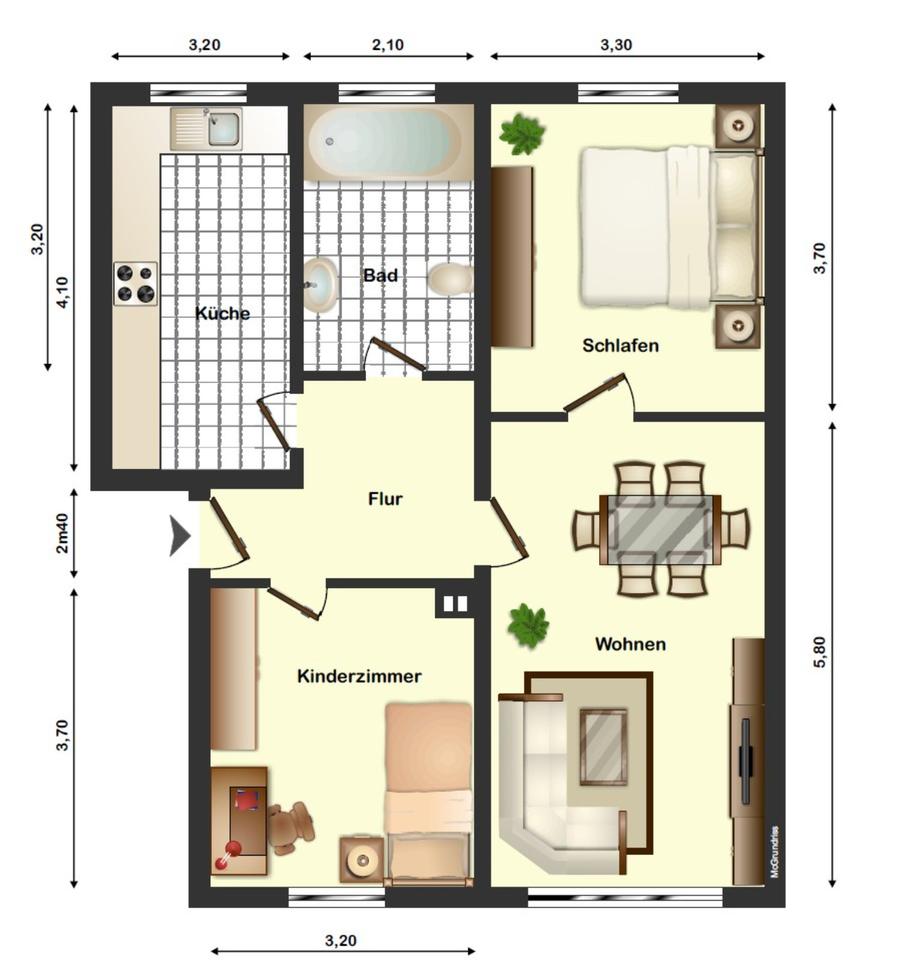 Thumbnail-NEU RENOVIERTE 3-Raum Wohnung mit Doppelgarage in Kohren-Sahlis