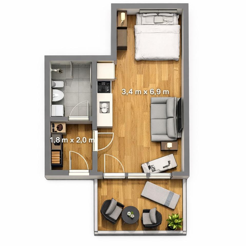 Thumbnail-Erstbezug nach Vollsanierung, 1-Raum Apartment in der Innenstadt!