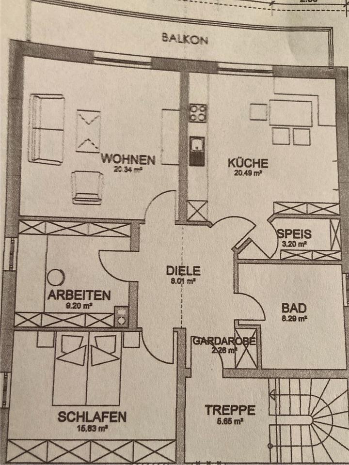 Thumbnail-3-Zimmer Wohnung ca.90 qm OG Südbalkon