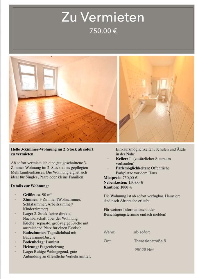 Thumbnail-Helle 3-Zimmer-Wohnung im 2. Stock ab sofort zu vermieten