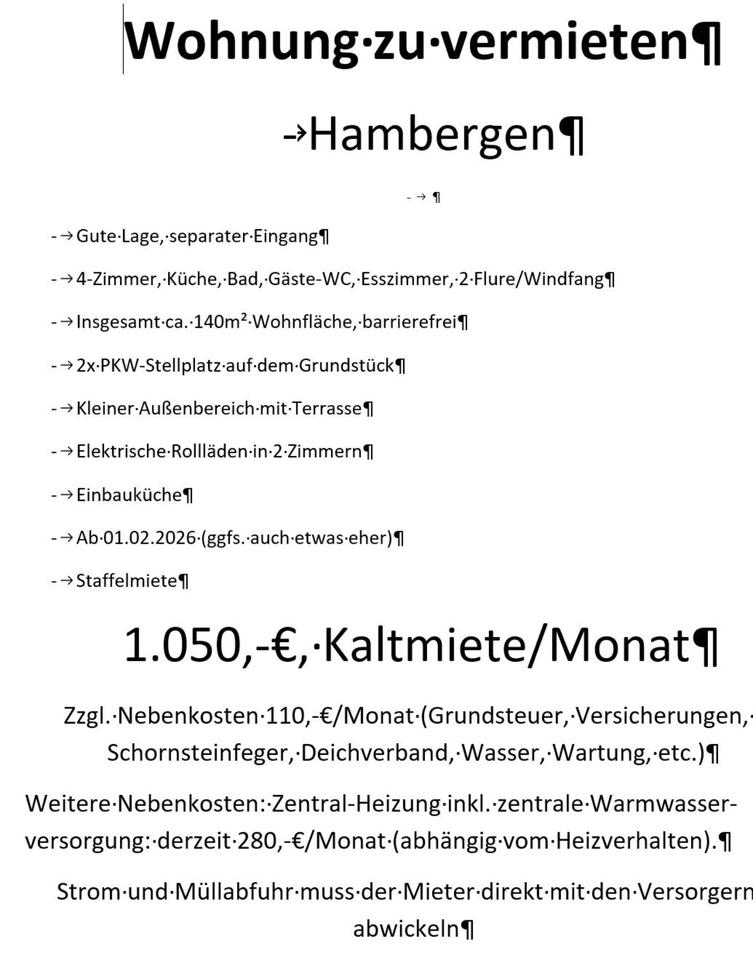 Thumbnail-4 Zimmer Wohnung in Hambergen