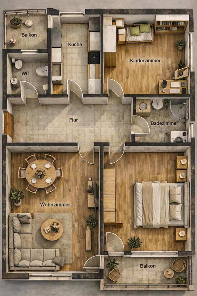 Thumbnail-3-Zimmer-Wohnung in Ditzingen Ludwigsburg mit 2 Balkonen & Garage