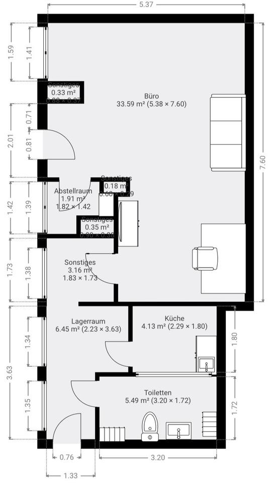 Thumbnail-Bürofläche Wohnfläche 1-ZKB im Zentrum von Kassel zu vermieten