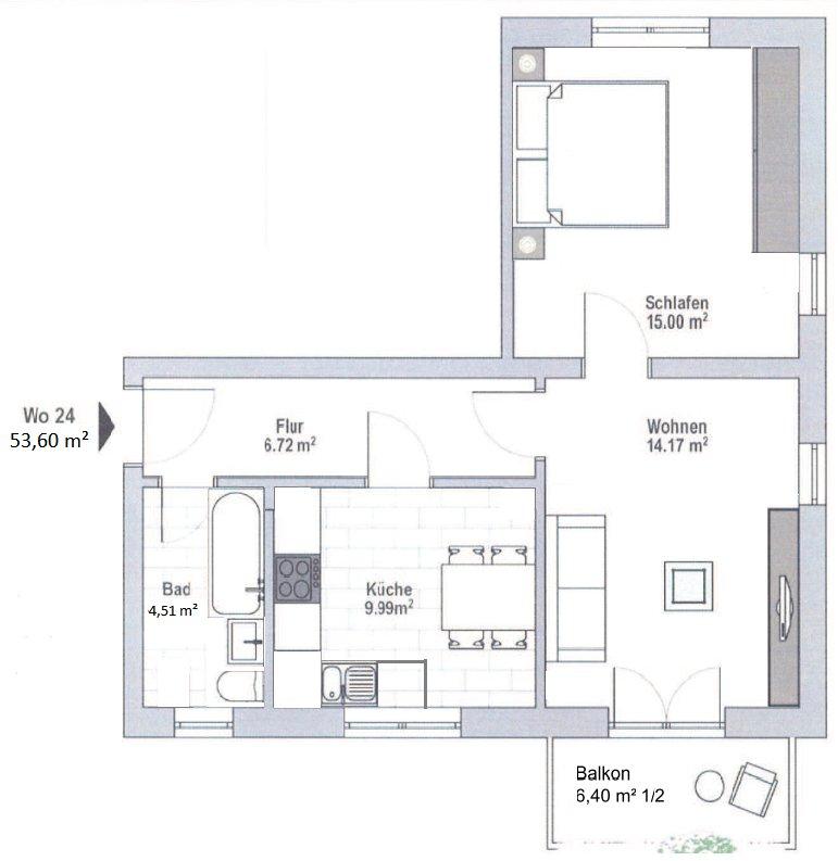 Thumbnail-Sonnige 2-Raumwohnung im grünen Herzen Dresdens zu vermieten