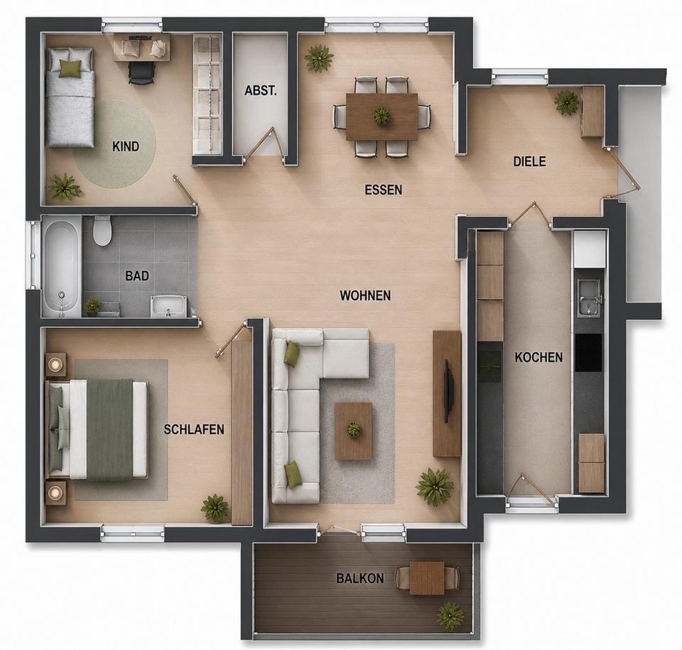 Thumbnail-Großzügige 4-Zimmer-Wohnung mit Balkon und Terrasse