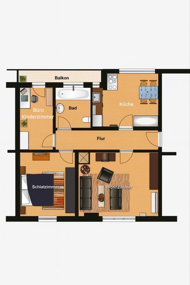 Thumbnail-helle 3-Zimmer Wohnung mit Balkon