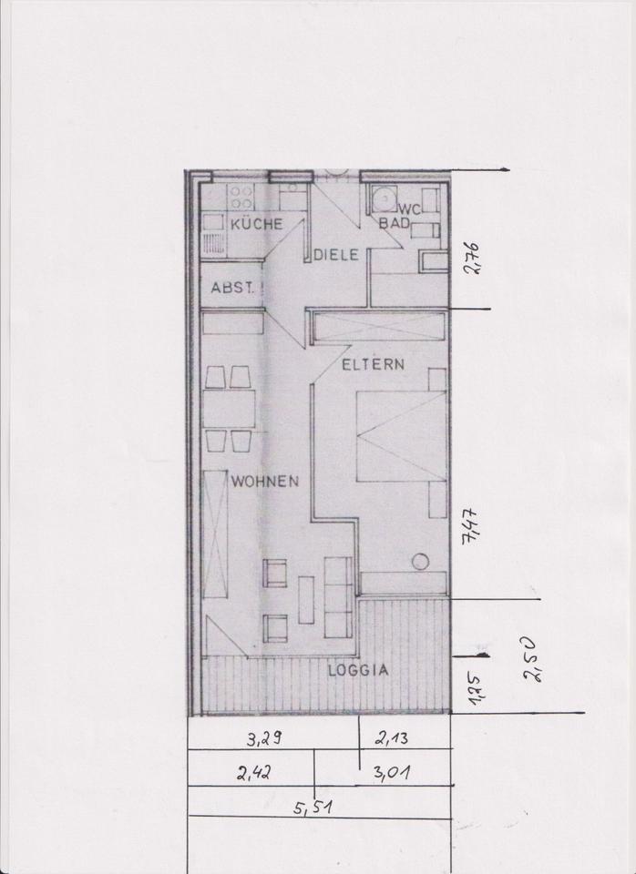 Thumbnail-Wohnung zu vemieten 56qm 2 Zimmer