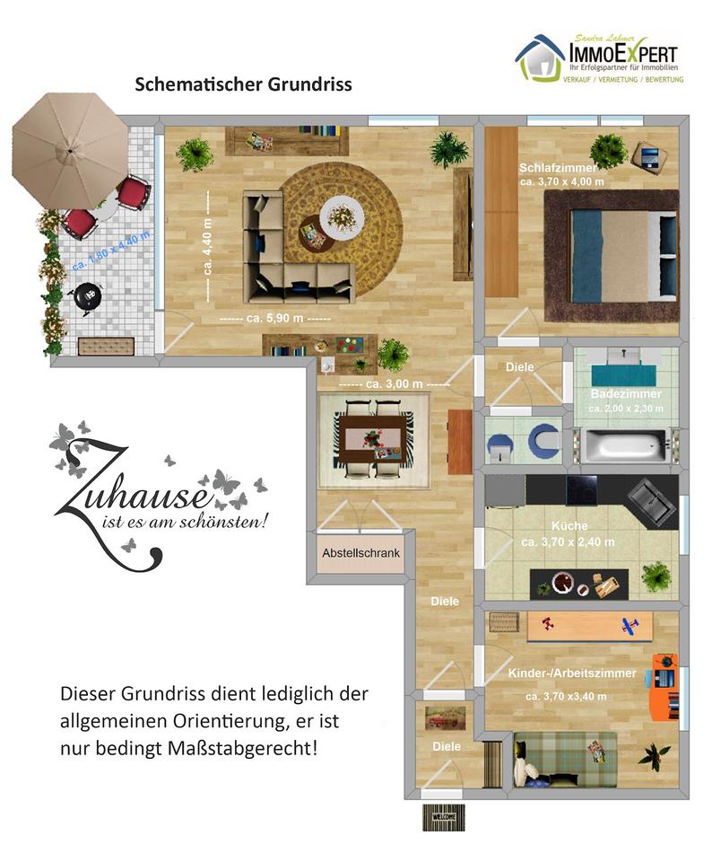 Thumbnail-Schöne, helle u. geräumige 3,5-Zimmerwohnung mit modernem Grundriss und großem Balkon - im 3.OG -