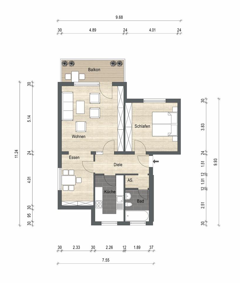 Thumbnail-Ansprechende 2,5 Z. Eigentumswohnung mit Balkon und Fahrstuhl