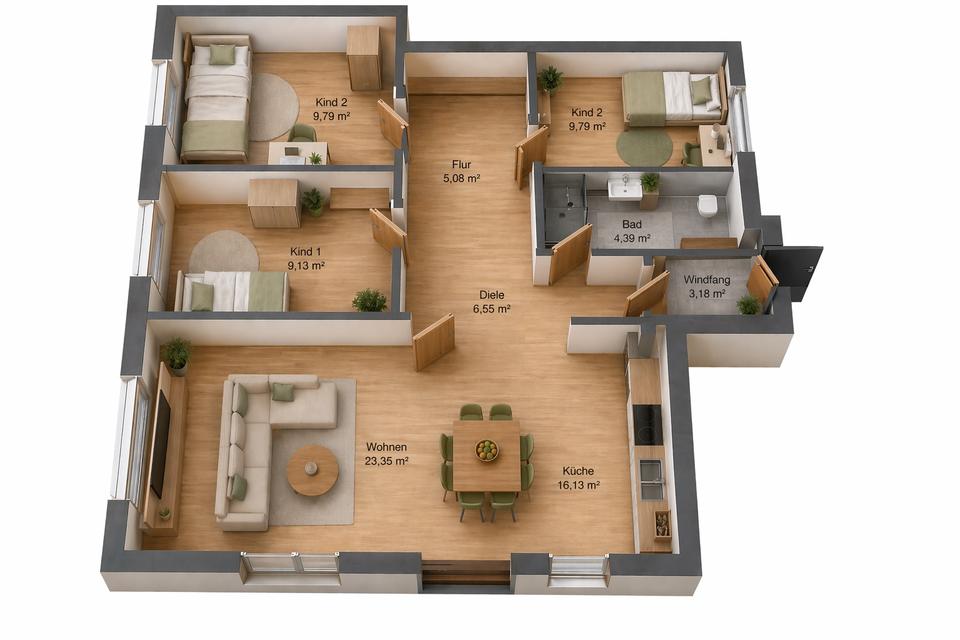 Thumbnail-Moderne 100 m² Erdgeschosswohnung mit großem Privatgarten Ahnatal