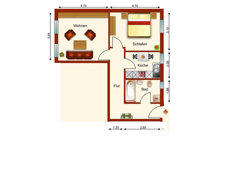 Thumbnail-++ 2- Raum- Wohnung zu vermieten ++ Nähe Markt ++ ruhige Lage ++