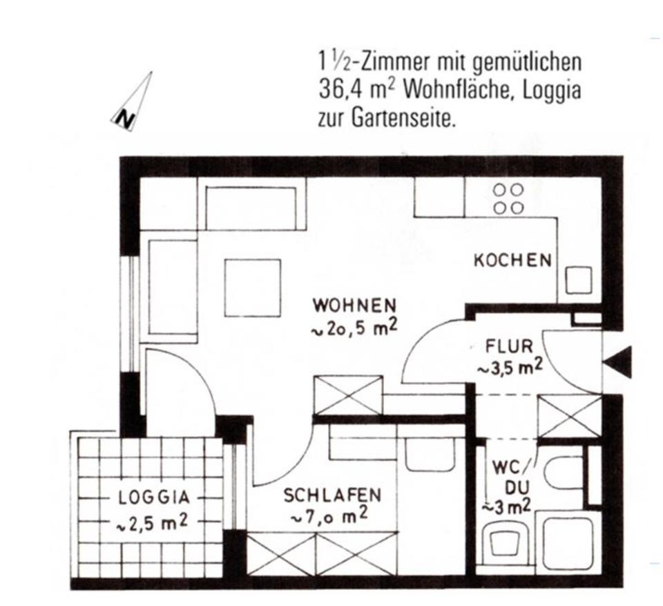 Thumbnail-1,5-Zimmer-Wohnung mit Balkon + TG-Stellplatz