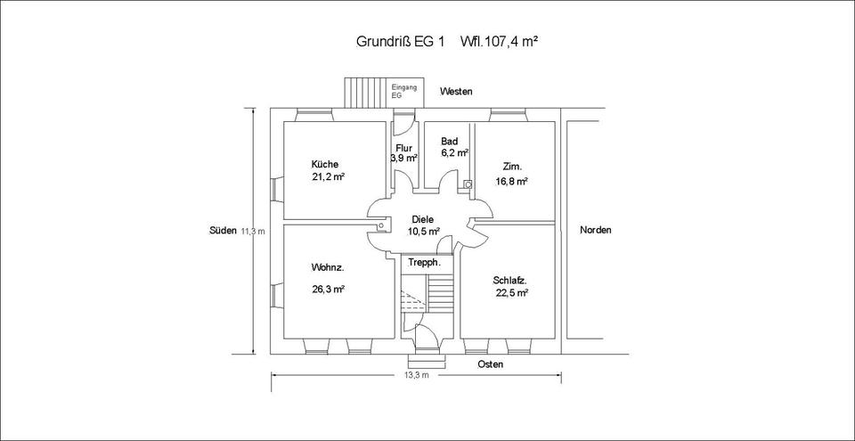 Thumbnail-Wohnung zu vermieten, 3 Zi.,Küche Bad,Diele, Flur