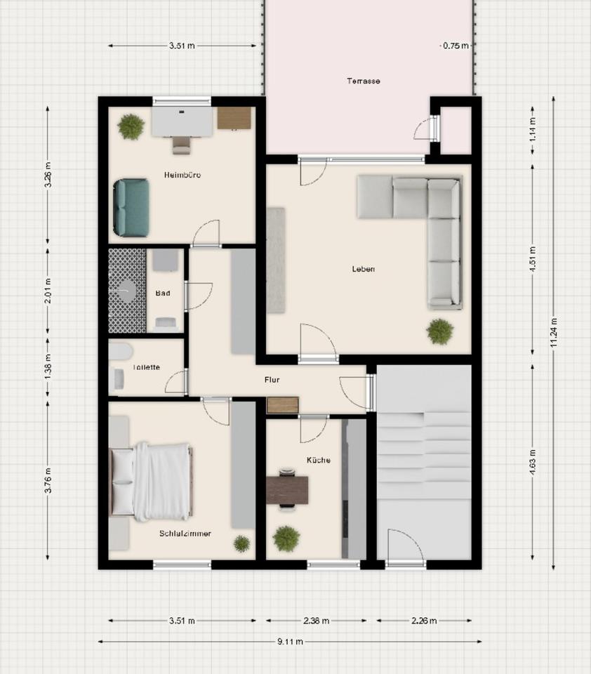 Thumbnail-3Zi EGW Einbauküche Badausstattung Terrasse renoviert modern