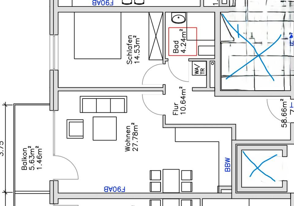 Thumbnail-2-Zimmer-Wohnung mit Balkon zu vermieten - ab sofort - WBS