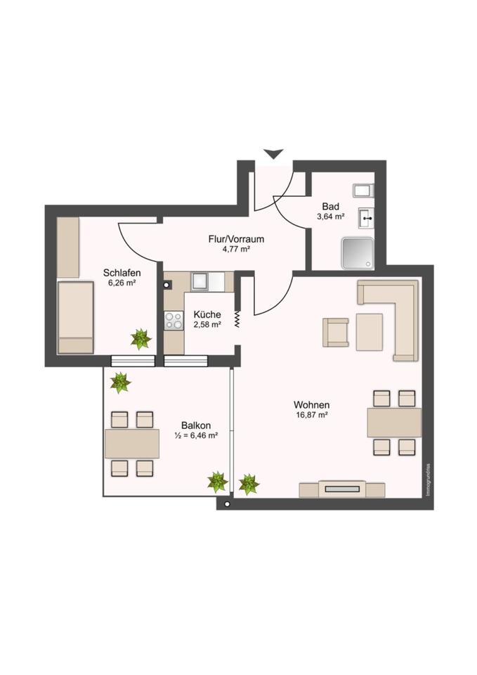 Thumbnail-Erdgeschosswohnung mit Balkon, zentrale Lage, mit PKW-Stellplatz