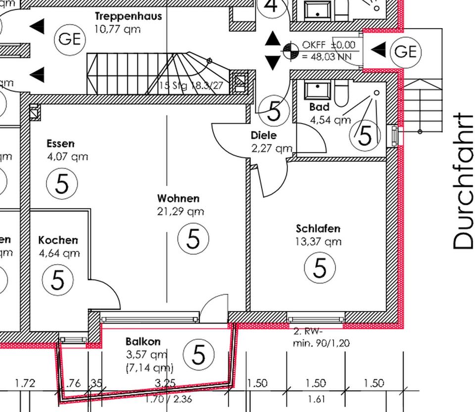 Thumbnail-2 Zimmer EG-Wohnung mit Balkon mit Stellplatz auf dem Innenhof