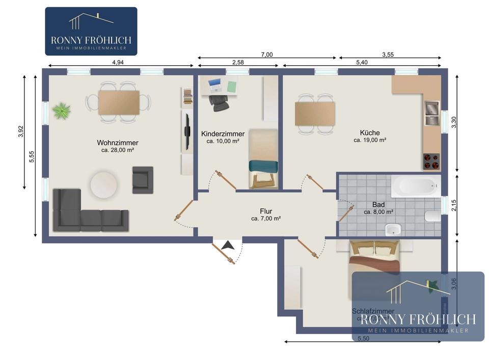 Thumbnail-3-Zimmer-Wohnung in Meinersdorf zu vermieten mit großem Wohnzimmer + Stellplatz