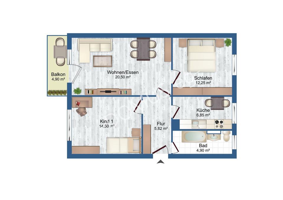 Thumbnail-Annaburg NEU - frisch renovierte 3 Zimmer mit Balkon und Einbauküche!