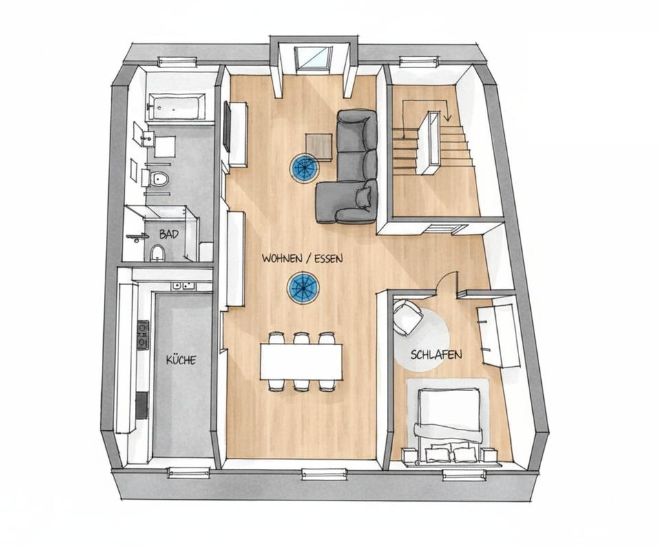 Thumbnail-Exklusive Dachgeschosswohnung mit Weitblick – kernsaniert