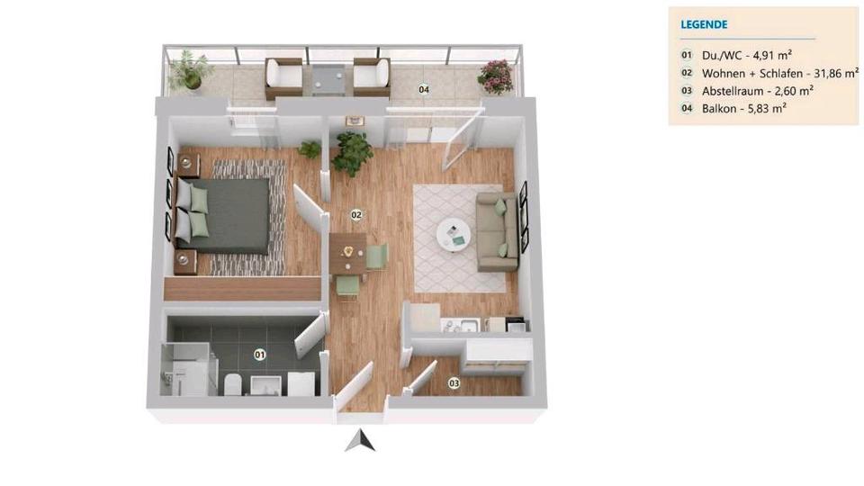 Thumbnail-Moderne 2-Zi.-Neubauwohnung (Bj: 2023) mit Balkon, EBK ab 01.07.
