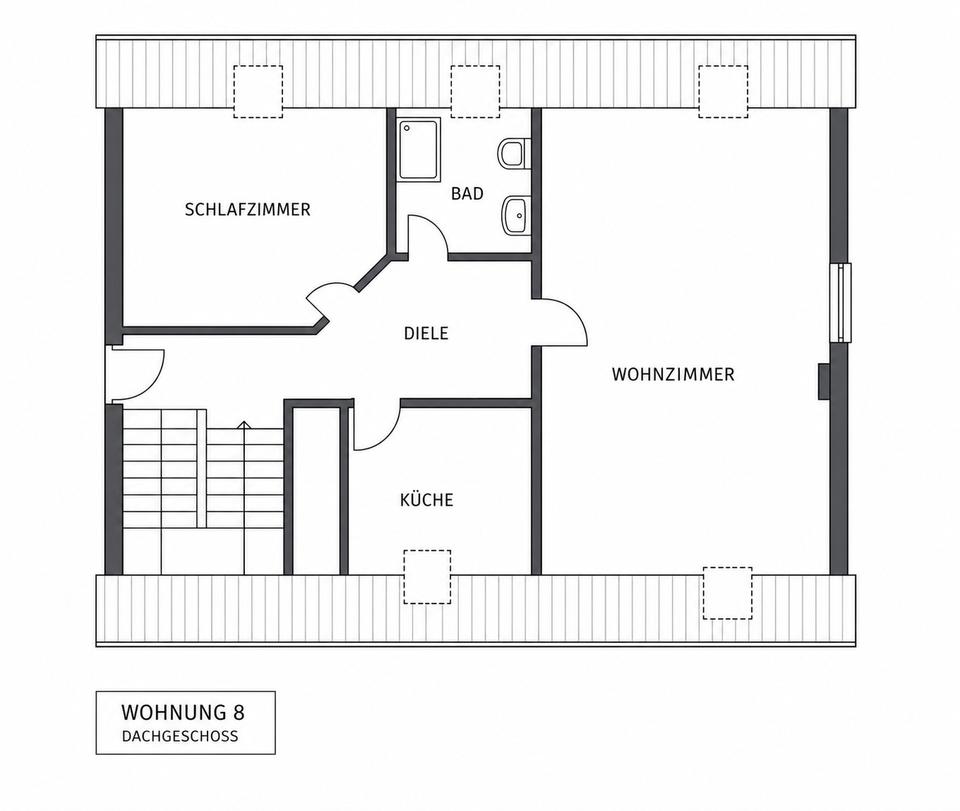 Thumbnail-Helle 2-Zimmer-Dachgeschosswohnung in ruhiger Lage – DO-Asseln