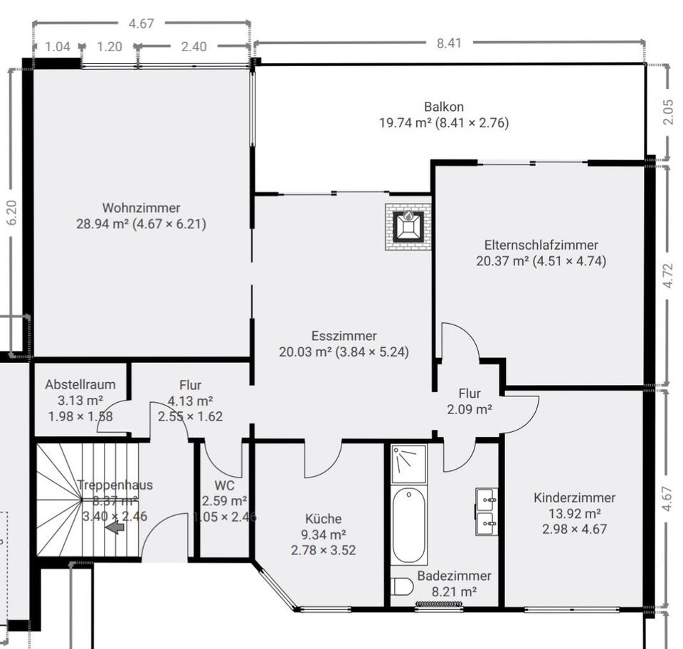 Thumbnail-4-Zimmer Wohnung mit großem Balkon teilsaniert