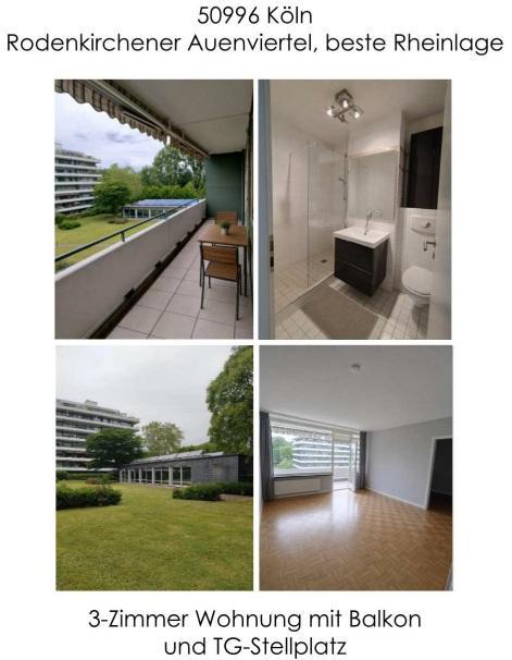 Thumbnail-Rodenkirchener Auenviertel, beste Rheinlage Moderne 3-Zimmer Wohnung mit Balkon und TG-Stellplatz (bezugsfrei ab 01.09.2026)