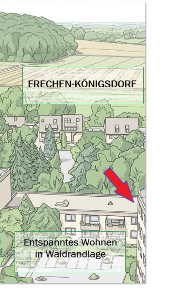 Thumbnail-Helle, bezugsfreie 2,5-Zimmer Wohnung in Waldrandlage von Frechen-Königsdorf