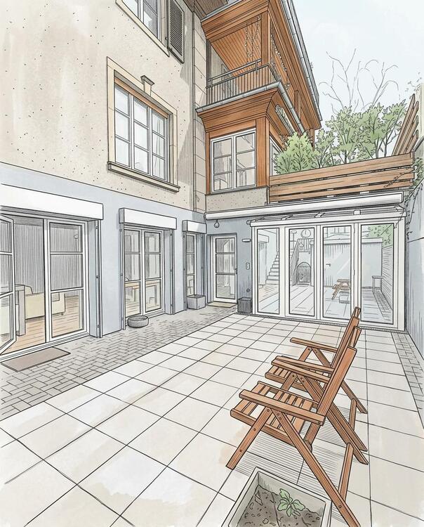 Thumbnail-Köln, mitten drin und trotzdem absolut ruhig großzügige 3 Zimmer, ca. 116 m² mit ca. 39 m² große Terrasse und eigenem PKW-Stellplatz vor der Tür