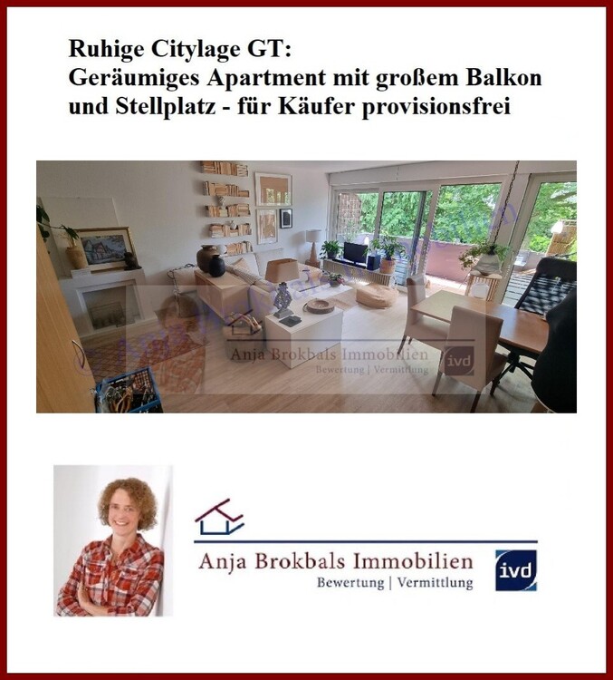 Thumbnail-Ruhige Citylage GT: Geräumiges Apartment mit großem Balkon und Stellplatz - für Käufer provisionsfrei