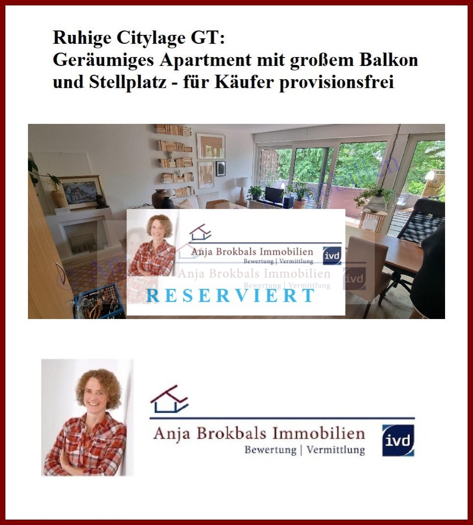 Thumbnail-Ruhige Citylage GT: Geräumiges Apartment mit großem Balkon und Stellplatz - für Käufer provisionsfrei