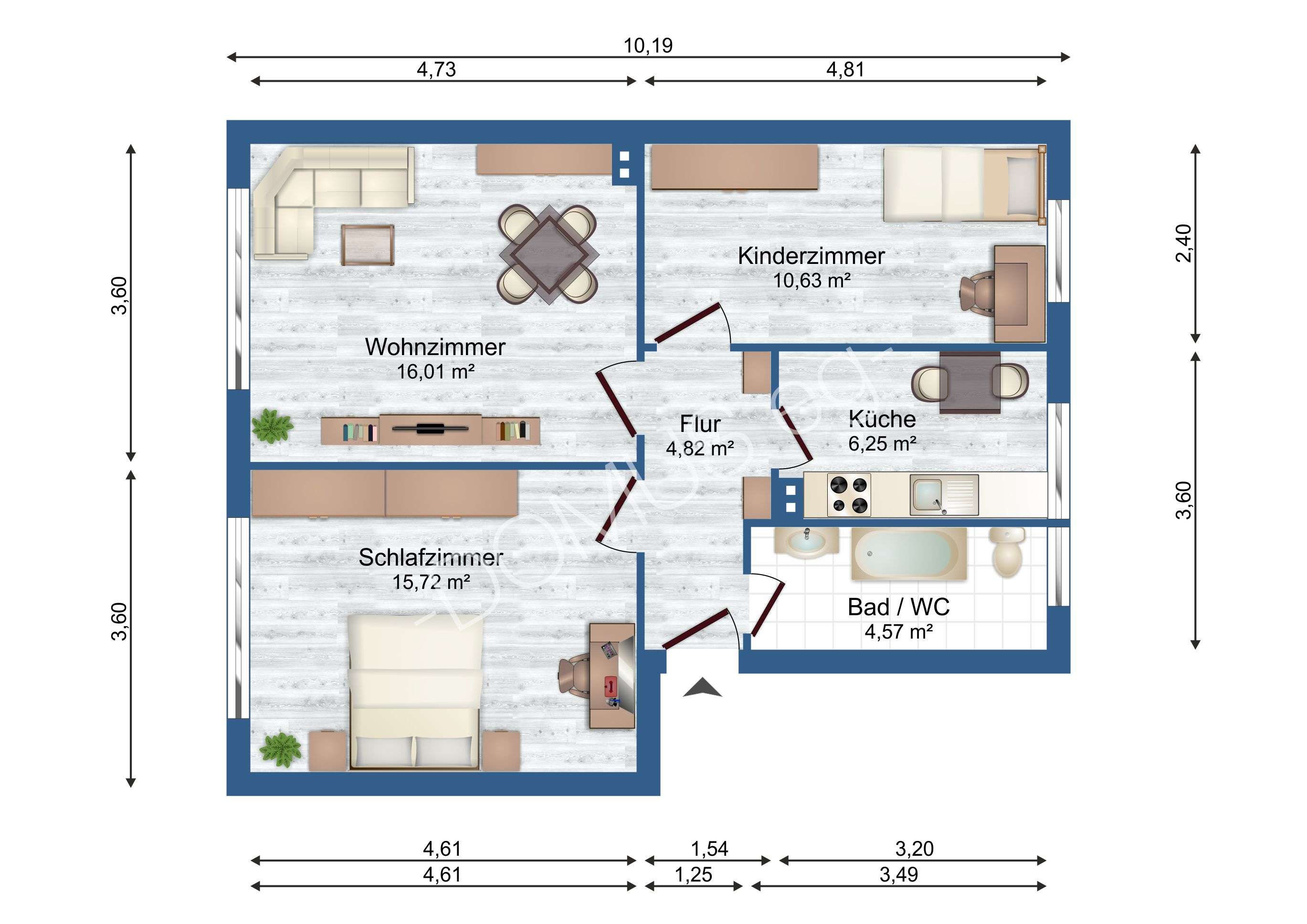 Thumbnail-Renovierte 3 Zimmer Wohnung zu vermieten.