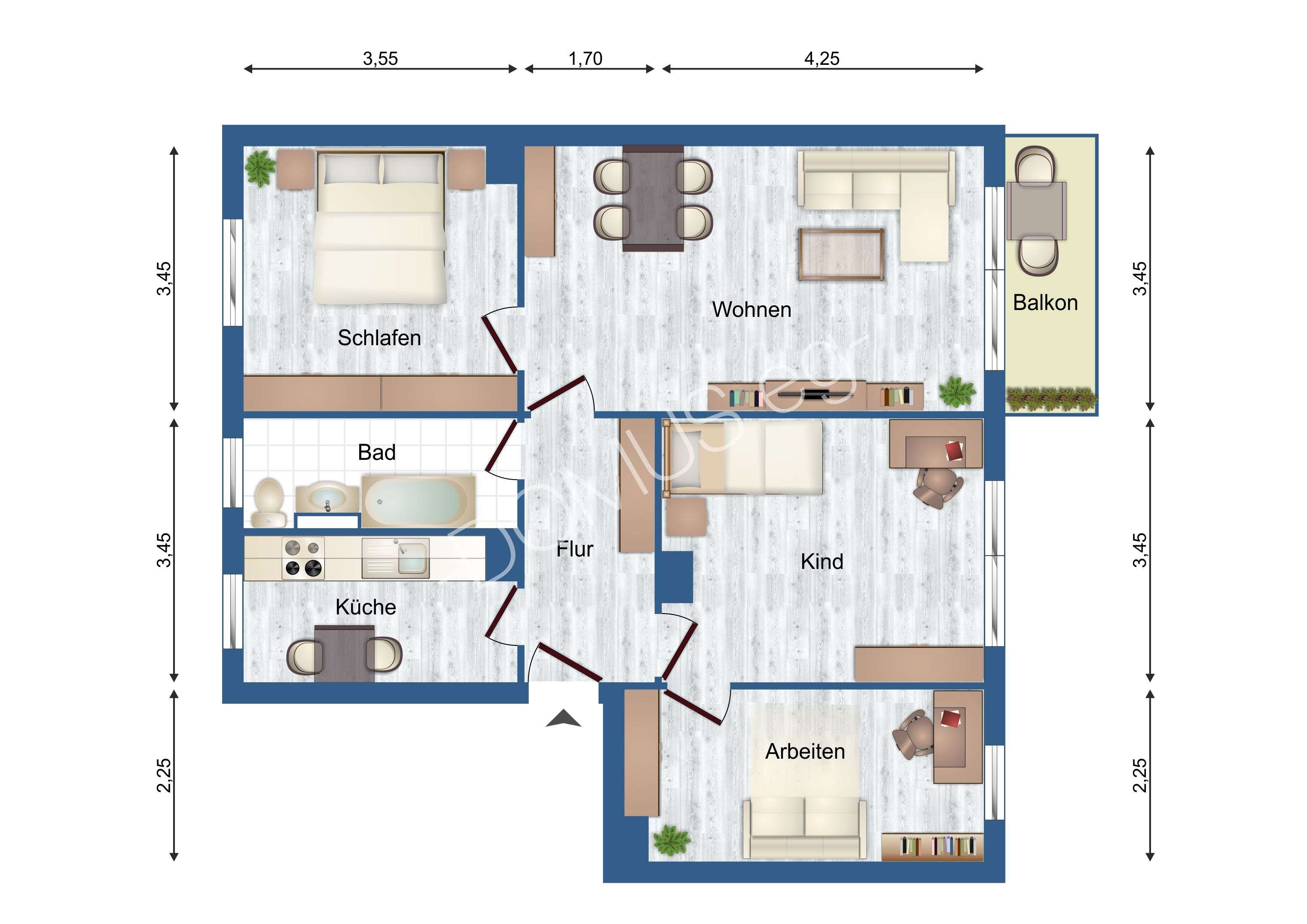 Thumbnail-Renovierte 4 Zimmer mit Balkon. Flexibel ab 6 Monate. anmietbar.