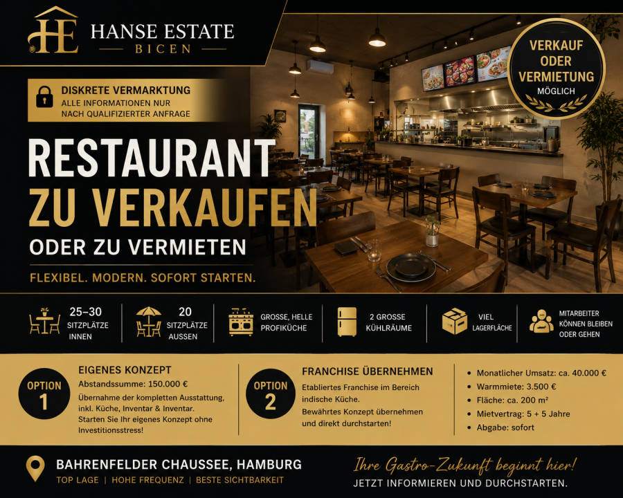 Thumbnail-Neuwertiges Restaurant in Top-Lage! Franchise übernehmen oder eigenes Konzept verwirklichen!