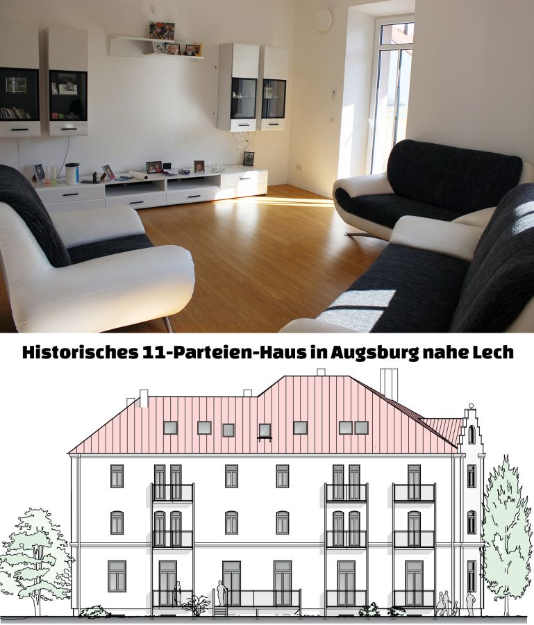 Thumbnail-Provisionsfrei* Historisches 11 Parteien Mehrfamilienhaus in Augsburg Stadt nahe Lech, als Renditeobjekt von privat (ohne Makler)