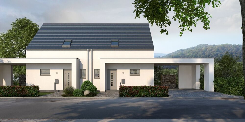 Frontansicht mit Carports